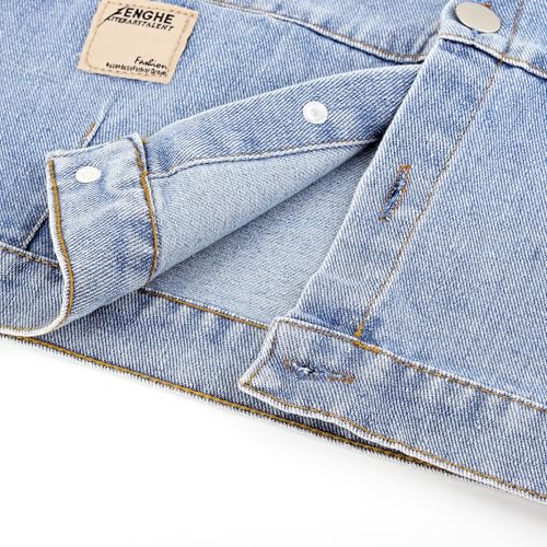 Baby Kleinkind Denim Weste Frühling Herbst Ärmellose Jacke Jungen Mädchen Stehkragen Oberteil Einfarbig Klassisch Casual Knopf Oberbekleidung, Blau 90