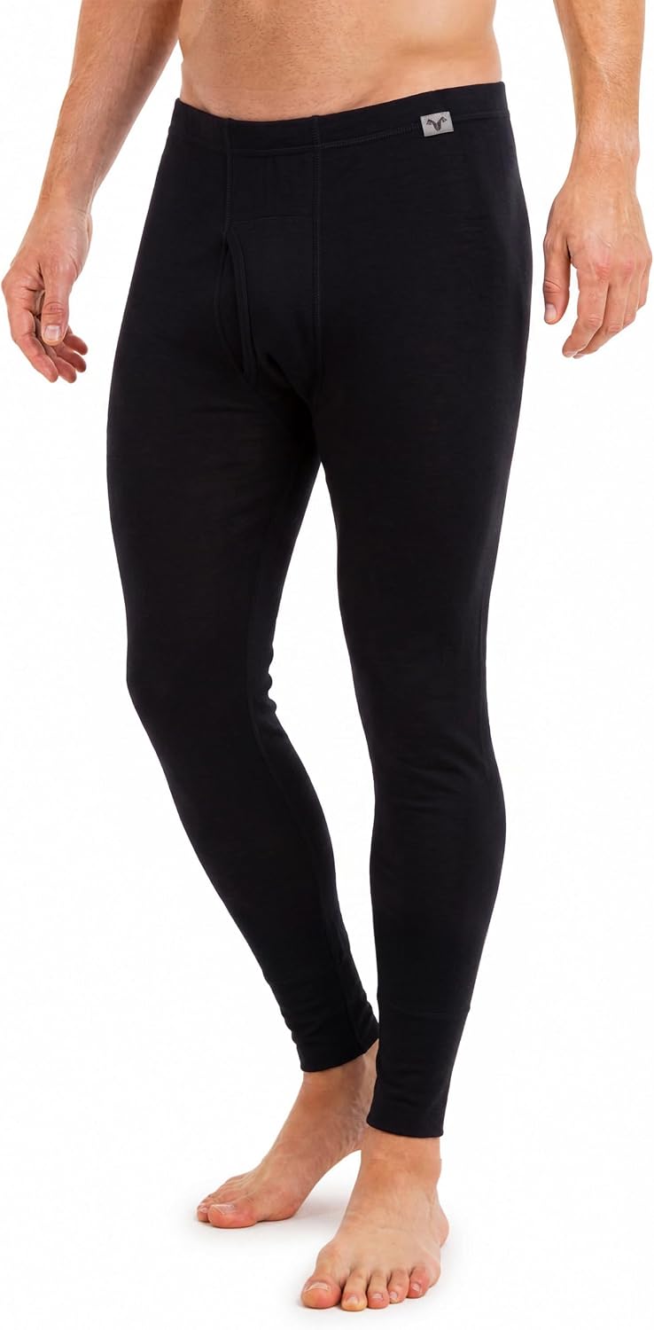 MERINNOVATION Merino Wool Base Layer Pants for Men - 100% Merino Wool Thermal Underwear Lite - Midweight Long Johns Bottom