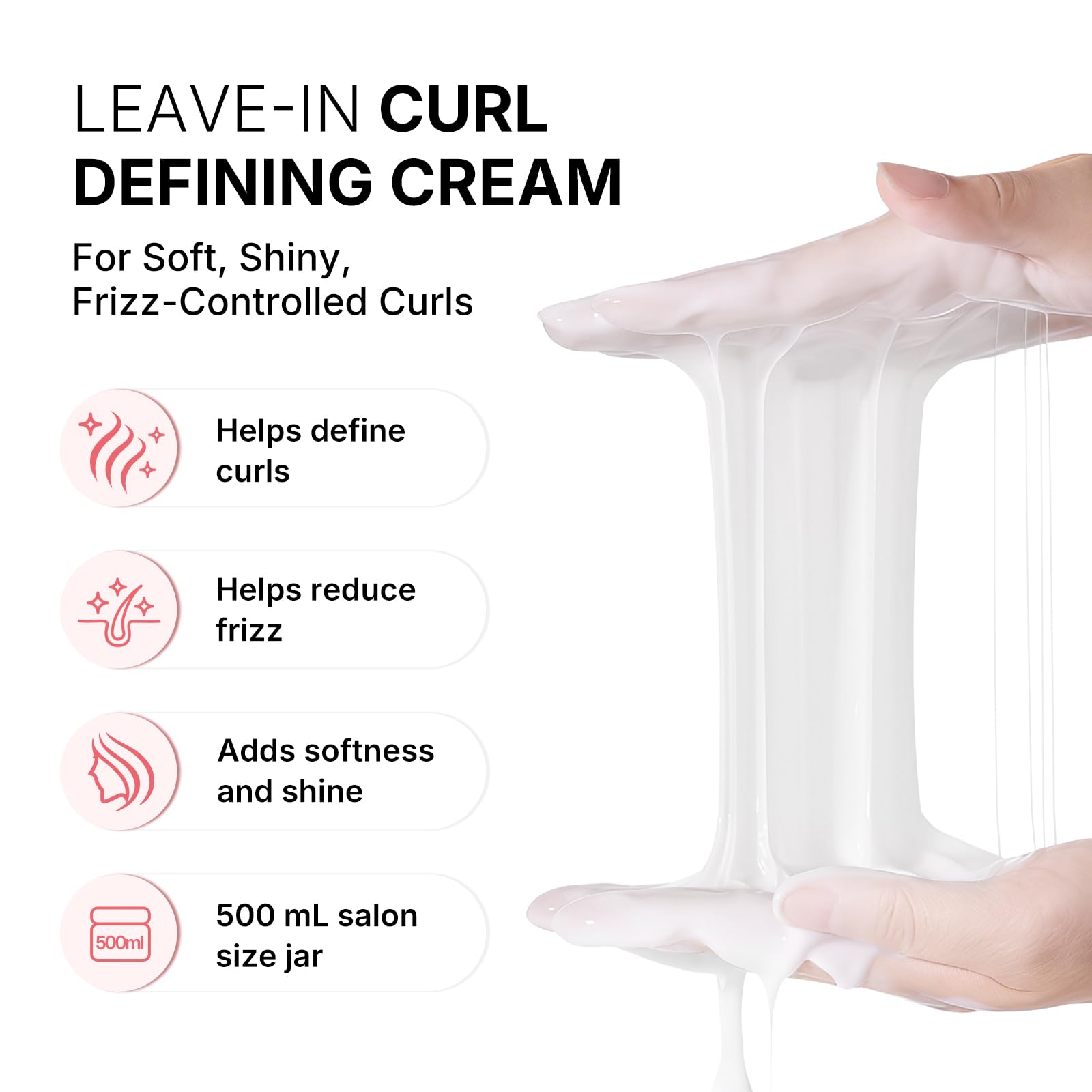 Karseell Crema Definidora de Rizos 500 ml – Crema de Rizos para Cabello Rizado y Ondulado, Hidratante, Anti Encrespamiento y Fijación Flexible