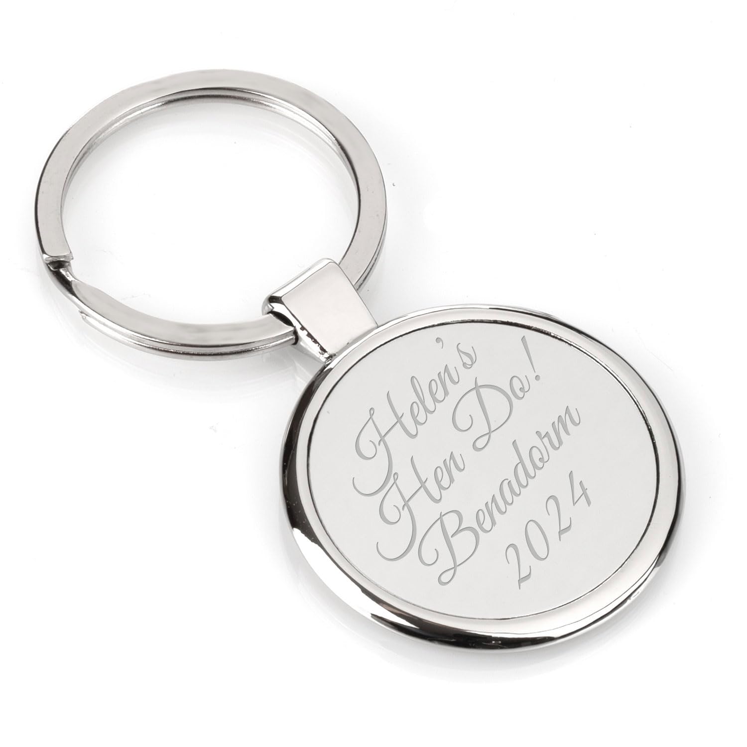 Eio Gifts Unisex Silver Round Personalised Round Keyrings For Men And Women | Car Key Accessories | Unique Keychains, Tags & Gifts | Ideal For Keys, Bags & Crafts | Hen/Stag Do.