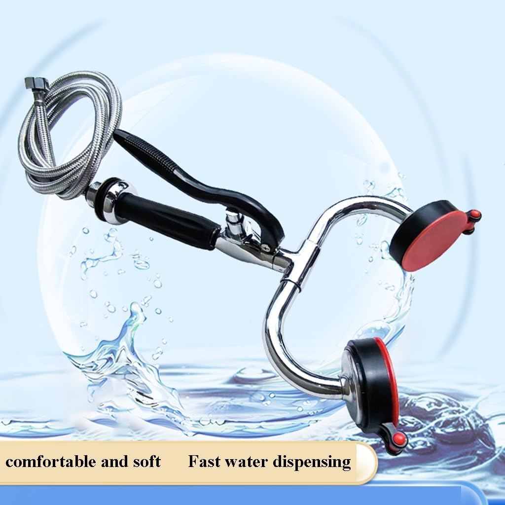 Handheld Dual Mouth Eyewash Station with 1.5m Retractable Hose, Drench Hose Eye Wash Spray Head for Lab, Industrial, and Emergency Face Flush Shower