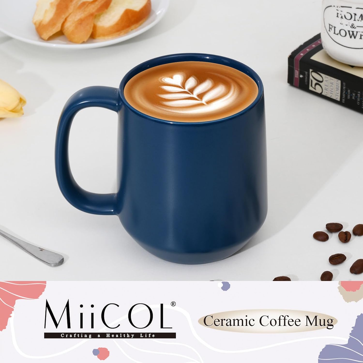 Miicol Ceramic Coffee Mug, 16 oz Large Coffee Cup, Tea Mug with Handle