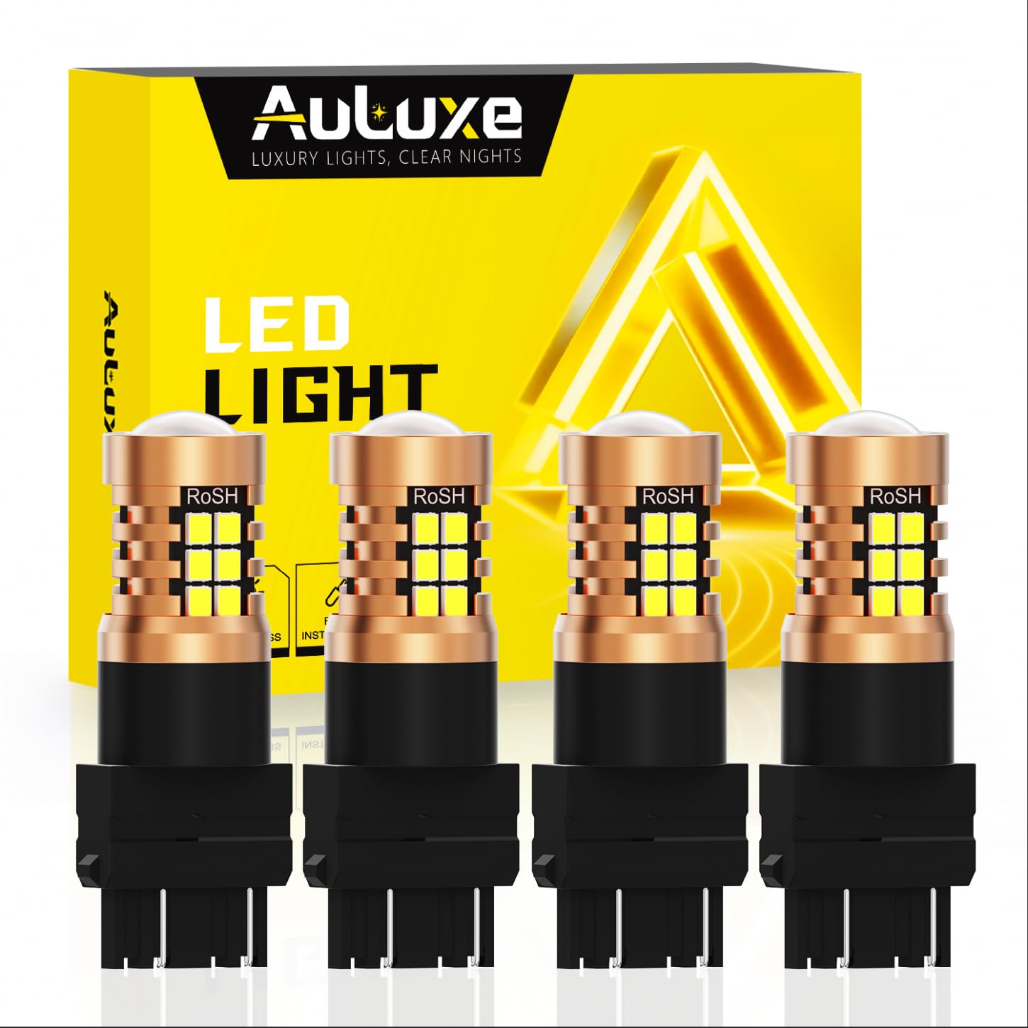3157 LED Back Up Reverse Brake Tail Signal Light, 21-SMD, 500% Brighter, 6500K White, Lasest Copper Matal Desgin With Detachable HID Lens, Fits 3156 3056 3057 4157 3047 4057 3457 4114,4 Pack