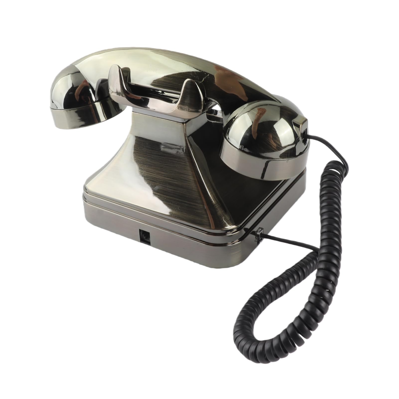 Aramox WX-3011# Teléfono de Bronce Antiguo, Teléfono Fijo Vintage con Reducción de Ruido y Almacenamiento de Números para Uso en la Oficina en el Hogar