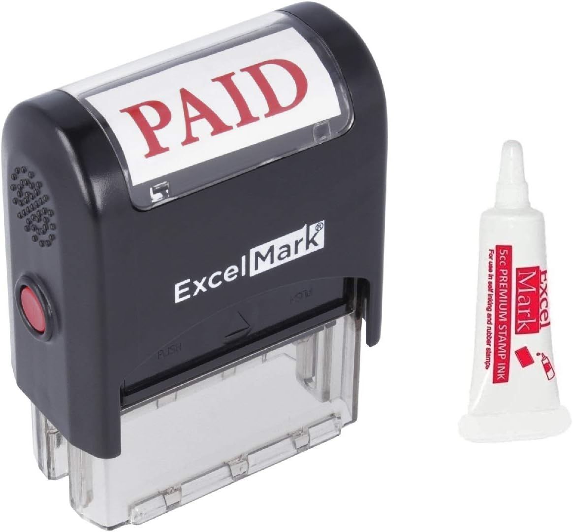 Amazon.co.jp ExcelMark Paid Self Inkingラバースタンプ Stamp Plus 5cc Refill Ink 文房具・オフィス用品