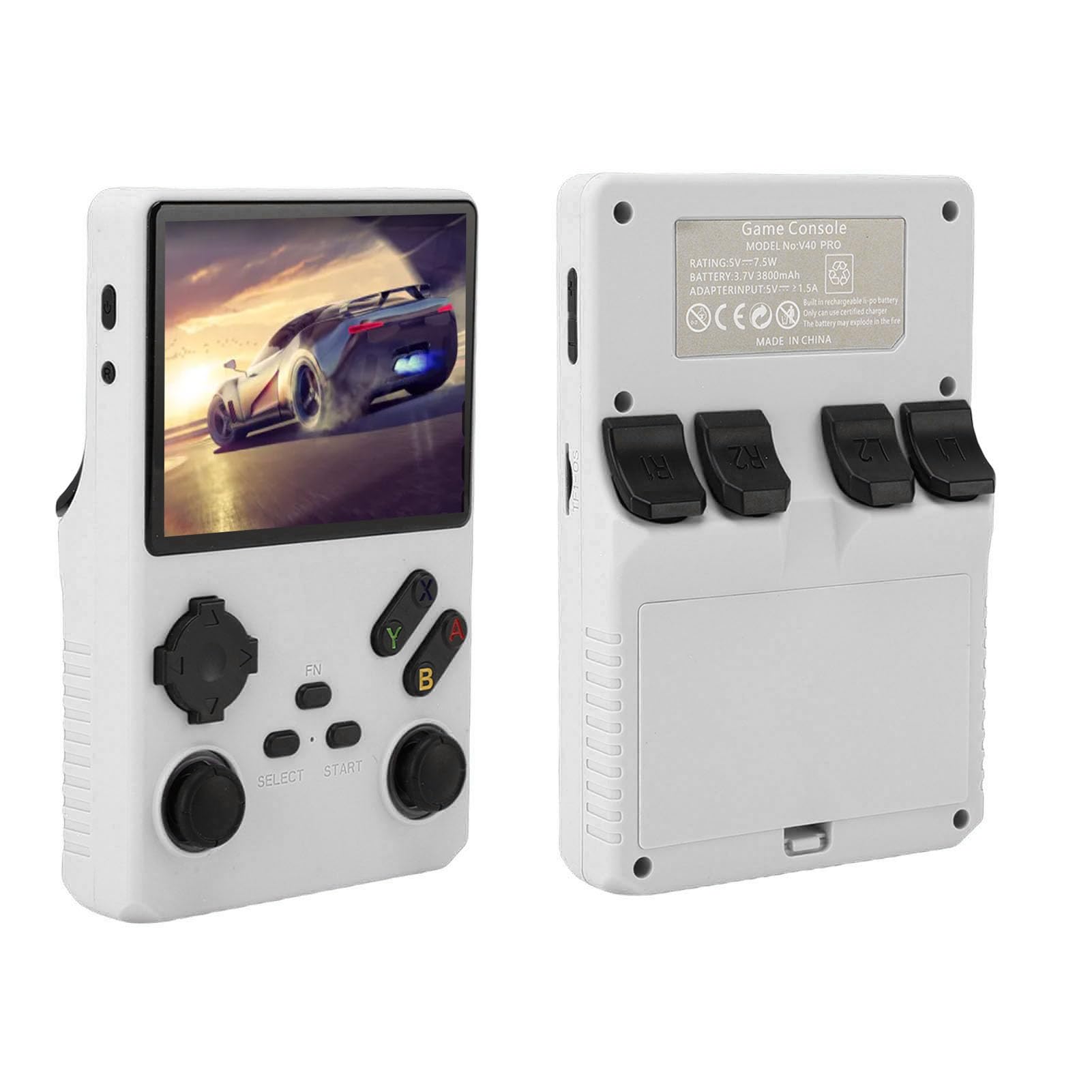 Vikye V40 Pro Handheld Game Console, 3,5 -calowa Konsola Gier w Retro, Naładowane Klasyczne 3800 MAh Podwójne Joysticks Handheld Console (WHITE)