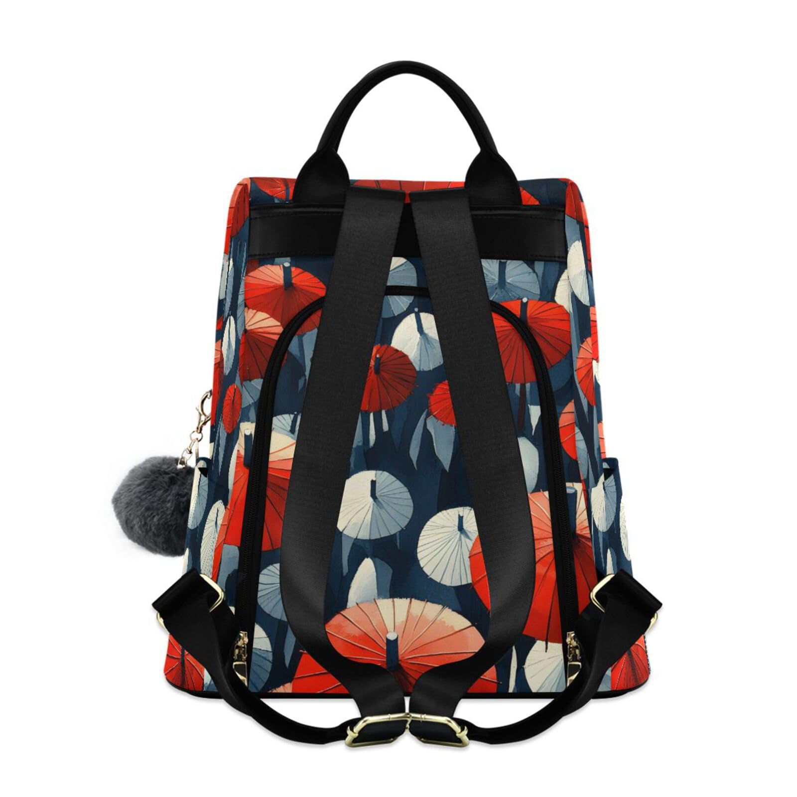 Umbrellas Pattern Backpack for Women Anti Theft Large Fashion Travel Shoulder Bag Purse Rucksack Lightweight
