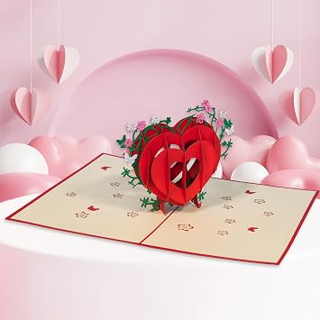 LINPOPUP Pop-Up Card Love - Valentine's Day, 3D Heart - Birthday Card for Women & Men, Congratulations Card with Heart - Love Card Wedding Anniversary, Anniversary & Mother's Day, Heart Card, N6