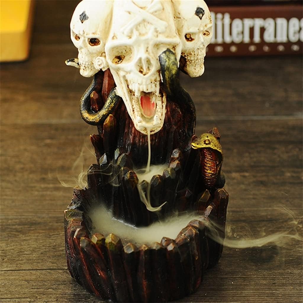 YYDS Incense Burner Skull Incense Burner Backflow Incense Holder Burner Handmade Resin Incense Cones Sticks Holder Home Decor Waterfall Incense Holders