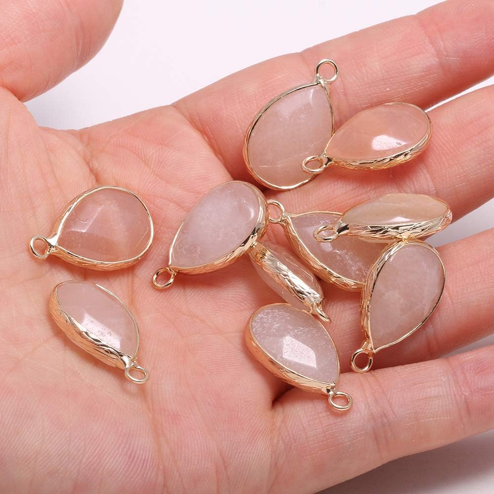 Natural Stone Pendants, Waterdrop Shape Faceted Pink Aventurine Chakra Healing semi Gemstone Pendant for Necklace Bracelet Jewelry Craft Making 14x22mm 10 Pcs - Image 2