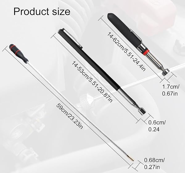 3 PCS Magnetic Pickup Tool, Handheld Magnetic Retrieval Tool with Non-Slip Handle Flexible Magnet Pick up Tools Durable Telescopic Magnetic Collector with Pocket Clip (1.5LB 3LB 5LB) - 2