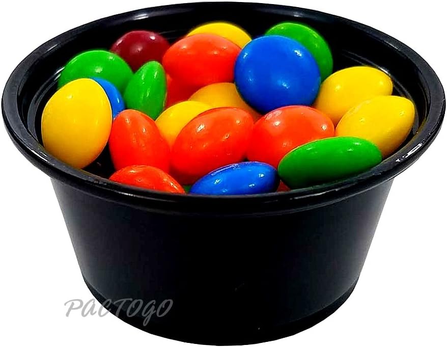 Empress 2 oz. BLACK Plastic Disposable Portion Souffle Container Food Cups with Lids (Pack of 300 Sets)
