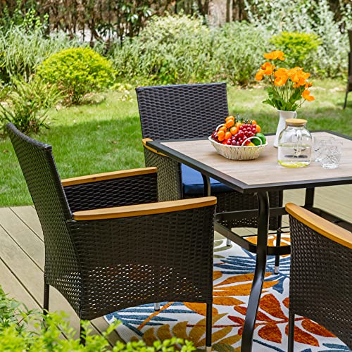 Sophia & William 5-Piece Rattan Dining Set with Umbrella #TOP26