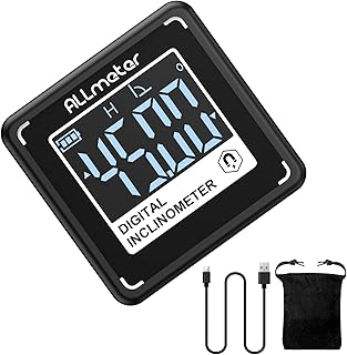 Small USB Rechargeable Digital Inclinometer – 4x90°Compact Magnetic Protractor & Angle Gauge, Backlit, 0.05° Resolution,Auto Shutoff Precision Level Tool for Woodworking Mechanics & DIY