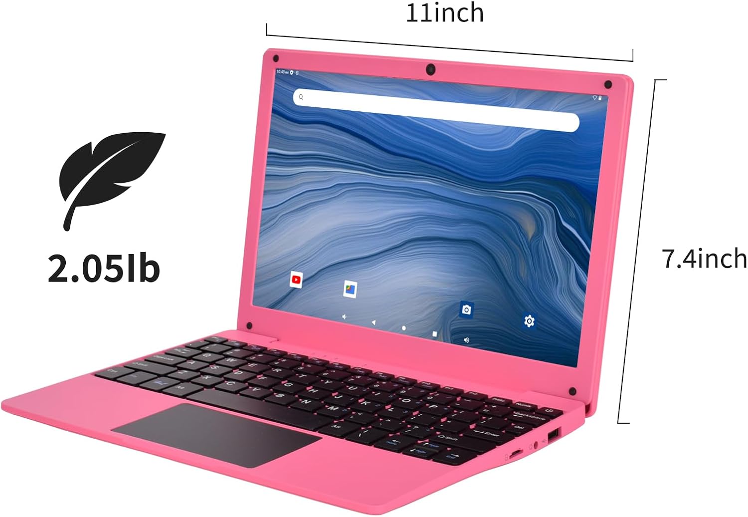 Mini Laptop Computer, 10.1 inch Android 13, 2GB RAM, 64GB Storage, HD IPS Display, 1280x800 Pixel, Portable Netbook with Allwinner A133 CPU (Pink)