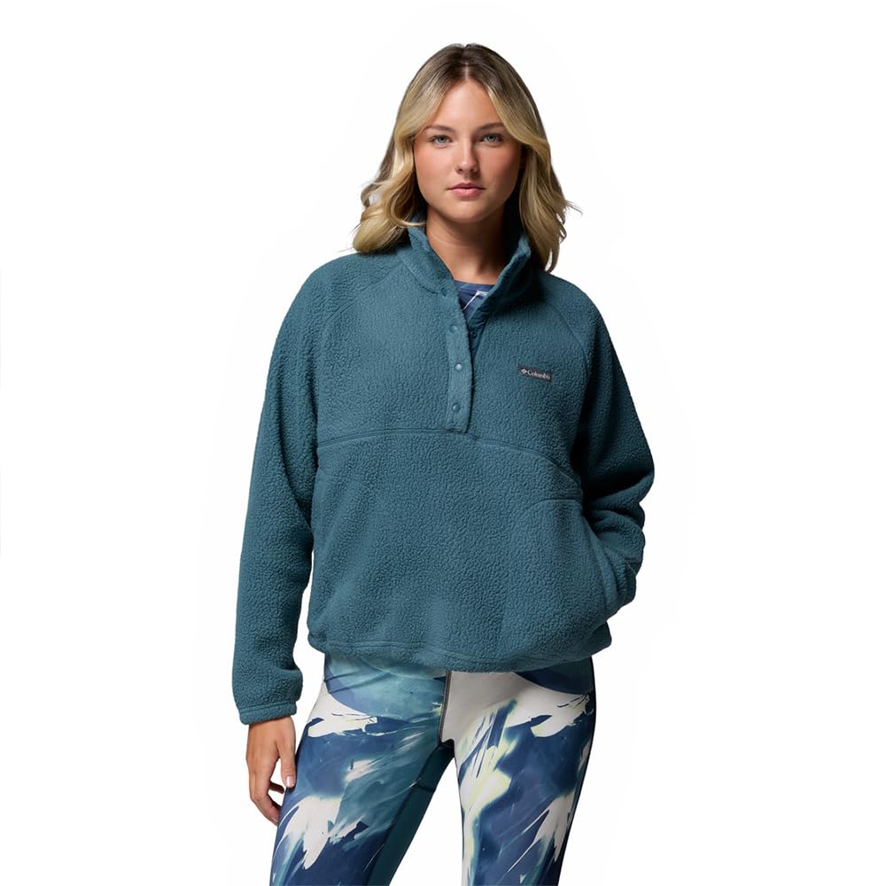 Columbia Women's Jasper Ridge Pebbled Fleece Half Snap, Fleece Pull Over, Everblue, XS