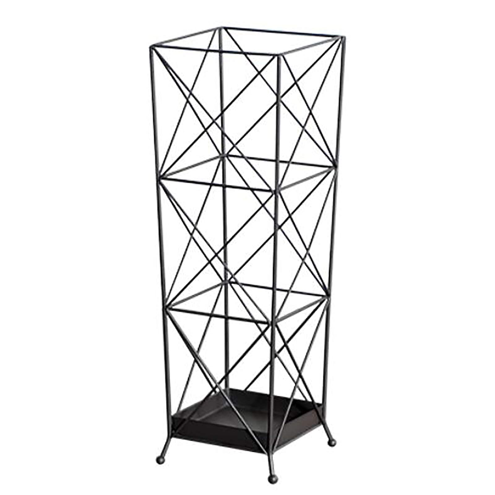 Porte-parapluie carré marron en métal 12x12x45 cm pour angle de couloir