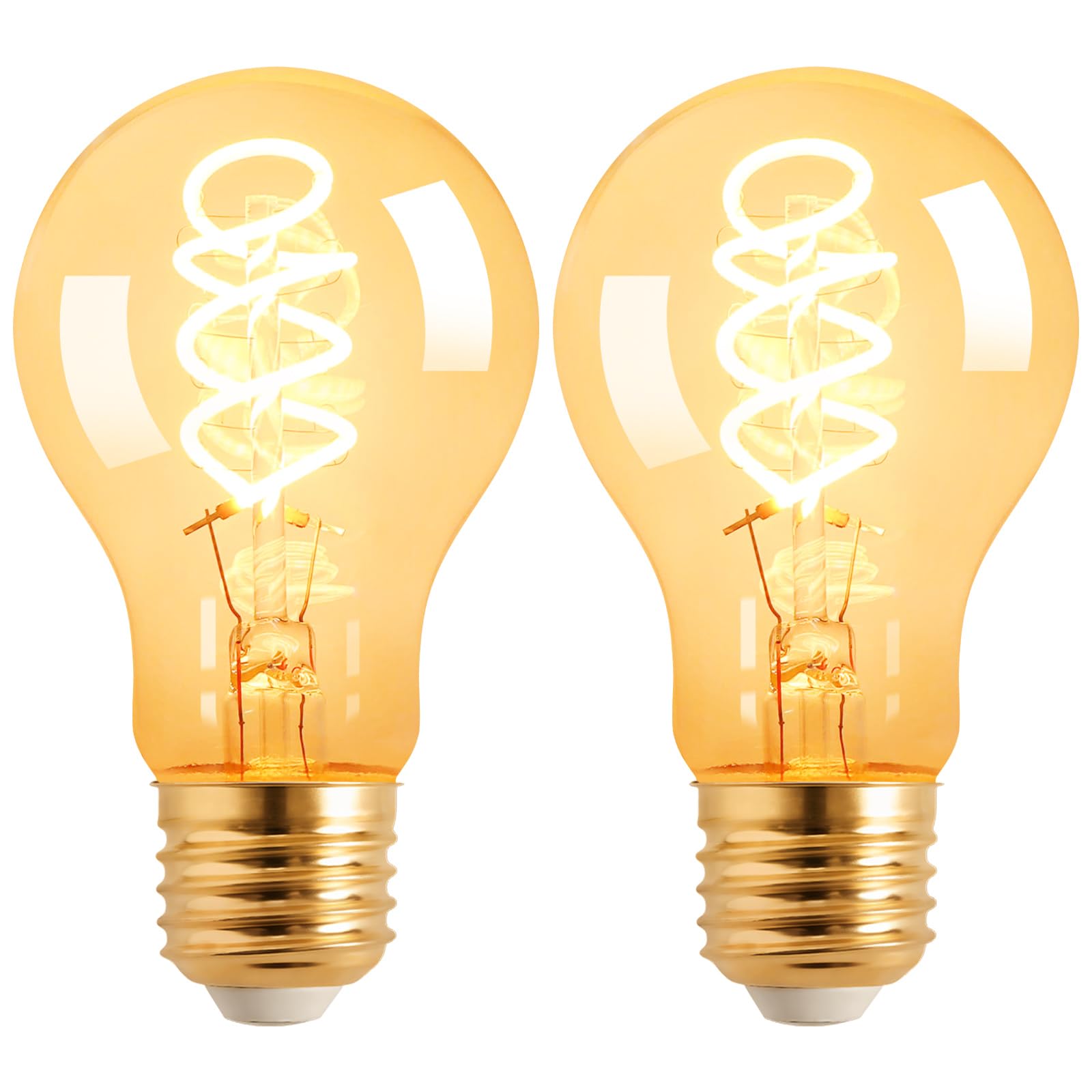 Terafeels 2 Pack E27 Vintage LED Light Bulbs, A60, 4W, 220-240V, 2700K Warm White Glow, Clear Glass, Dimmable Edison Screw in Light Bulb