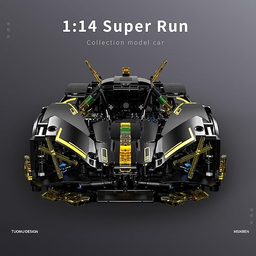 Miniatura 3 de RiceBlock Juego de bloques de construcción de autos súper deportivos, modelo de coche a escala 114, kits de construcción de autos de carreras para