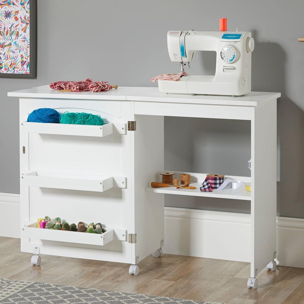 House & Homestyle Mobile Sewing Foldaway Storage Table Craft Hobby Desk ...