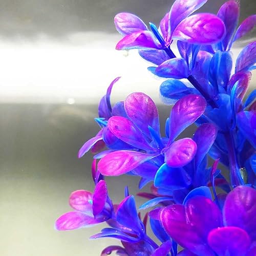 Miniatura 4 de M-bay Plantas de acuario moradas, decoraciones artificiales de acuario, 1 planta de plástico para pecera