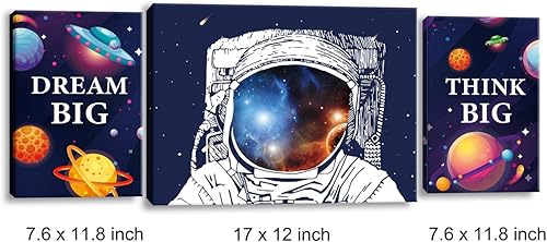 Miniatura 2 de Arte de pared en lienzo con citas inspiradoras de astronauta espacial, impresiones enmarcadas, regalos para sala de juegos infantil, decoración de