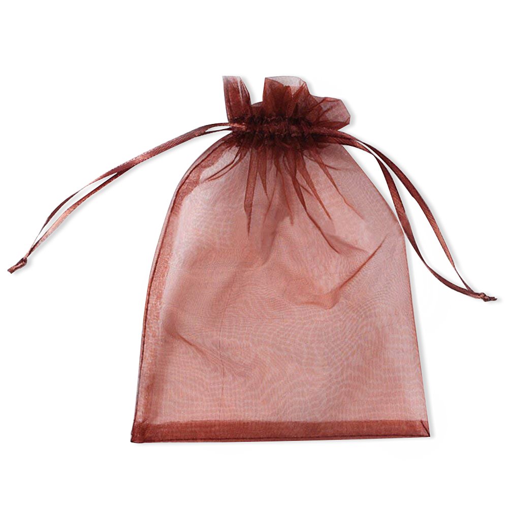 PLECUPE Organza Bags - 100 Pcs, Wedding & Candy Food Packaging, Clear Sachet, Lavender Dried Flowers Storage, Brown โ image 1