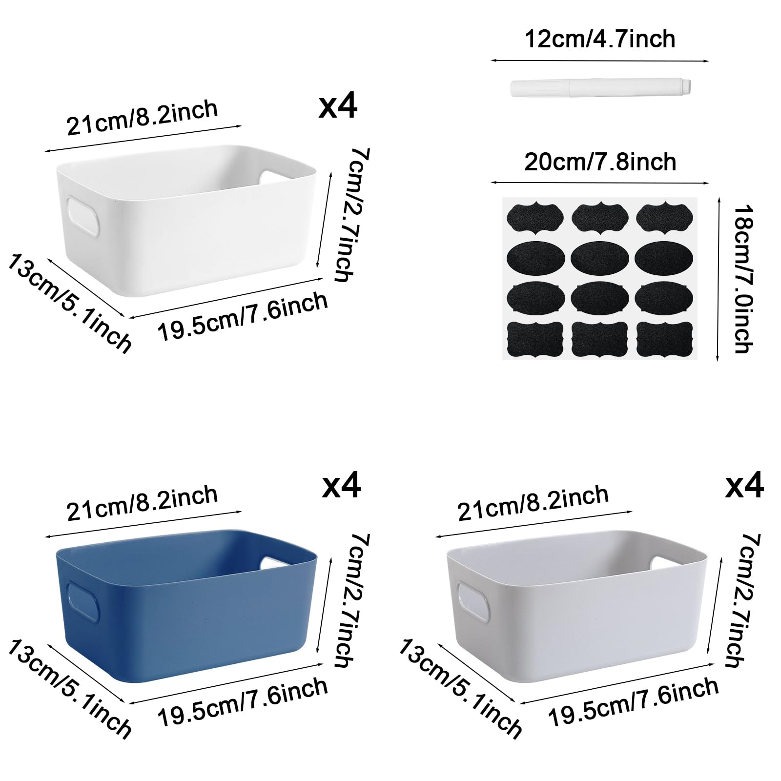 GAOHAN 12 Packs Plastic Storage Boxes with Handles, 3 Colours Small Portable Storage Boxes - Image 2