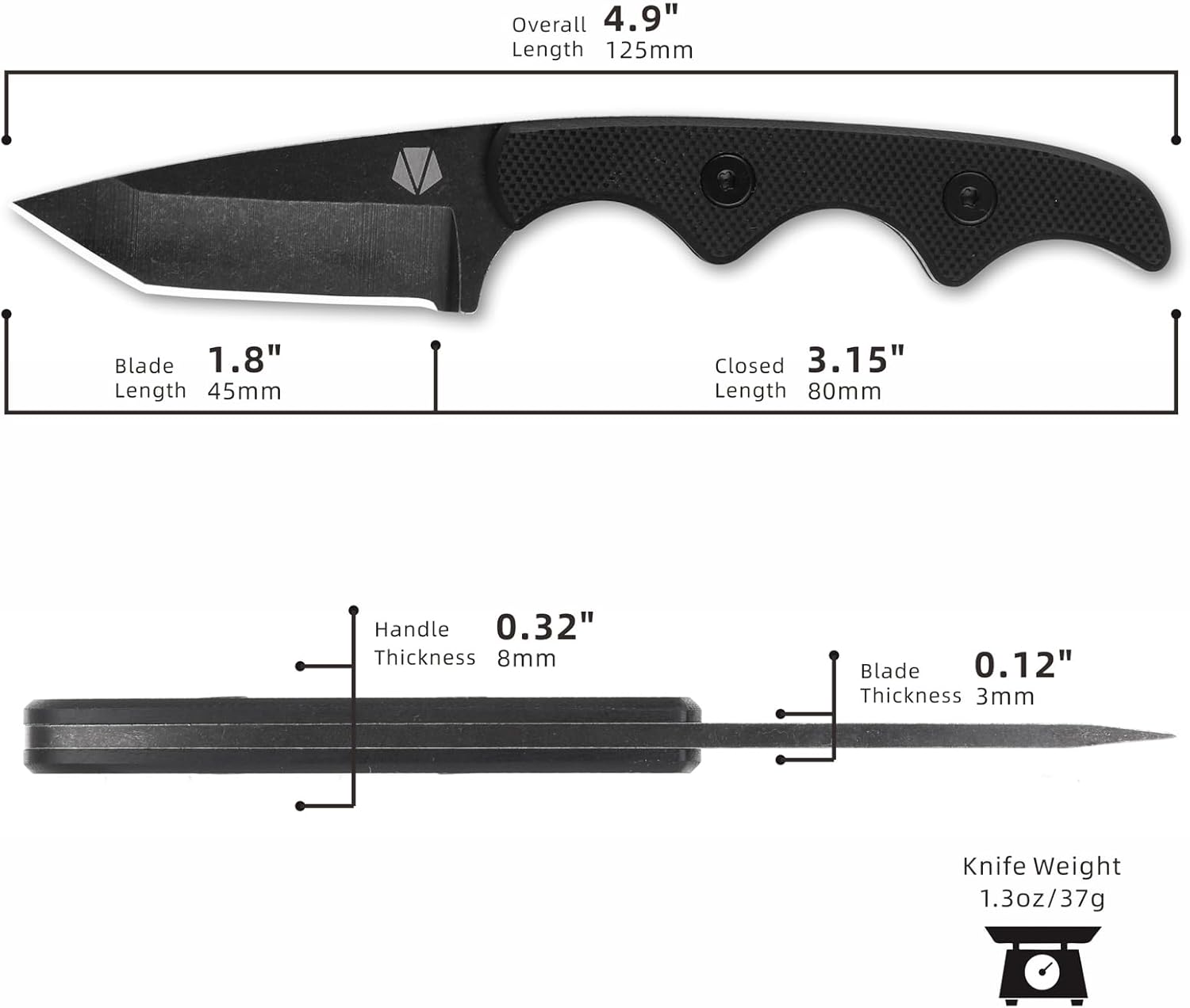 REAT Fixed Blade Knife with Kydex Sheath, 5" 14C28N Steel Blade with Full Tang Desgin,Ergonomic G10 Handle, Mini Neck Knife for Camping,Hunting,Outdoor - Image 6