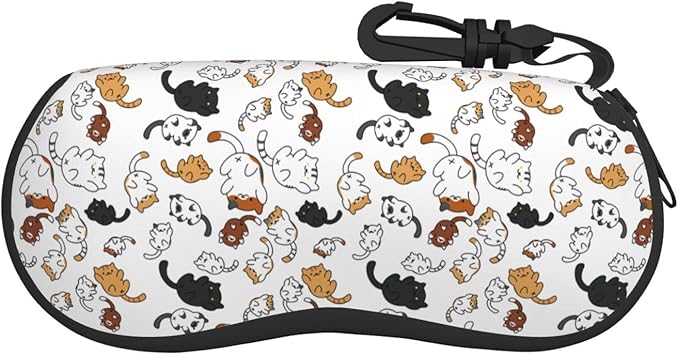 Amazon Co Jp メガネケース 萌え かわいい 猫柄 ネコ柄 サングラスケース 眼鏡ケース めがねケース おしゃれ メガネポーチ 人気 レディース メンズ 眼鏡入れ ファスナー式 フック付き 小物入れ 軽量 持ち運び便利 柔らかいネオプレン製 擦り傷防止 ファッション