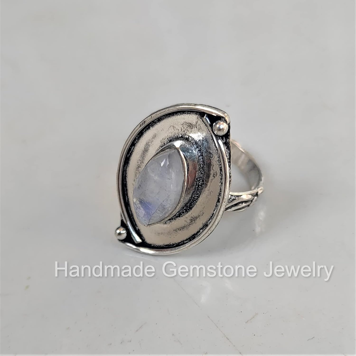 Natural Moonstone Ring, Marquise Stone Ring, Marquise Design Ring, Bohemian Ring, Designer Band Ring, Eye Shape Ring, Blue Flash Ring, June Birthstone Ring, Healing Crystal Ring, Moonstone Jewelry