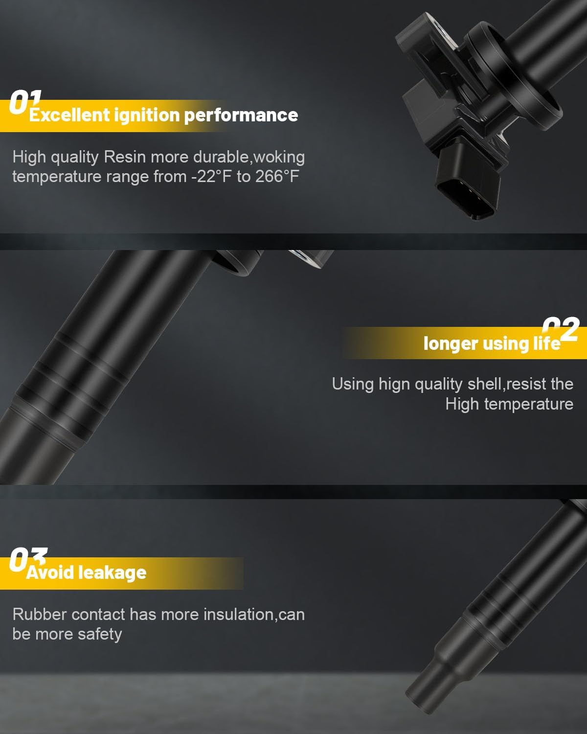 OCPTY 4 ignition coils with 4 iridium Spark Plugs fits UF247 5C1074 COP49 for Toyota Corolla Celica GT Prizm Vibe Matrix XR MR2 Spyder 2000-2009 L4 1.8L