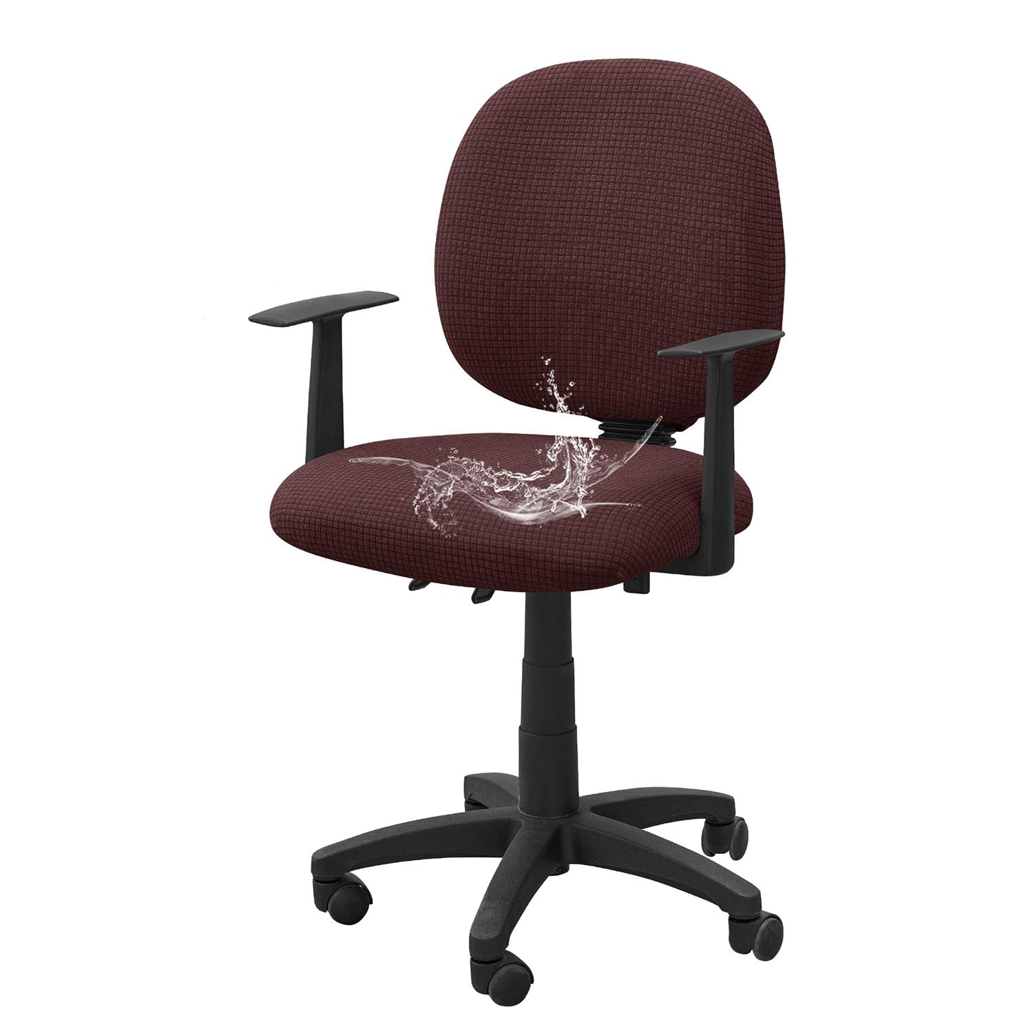 YOPOIY Split Office Chair Cover, Stretch Desk Chair Cover with Backrest and Seat Cover, Washable Computer Chair Covers, Rotating Chair Slipcovers for Home Office (brown,one size)