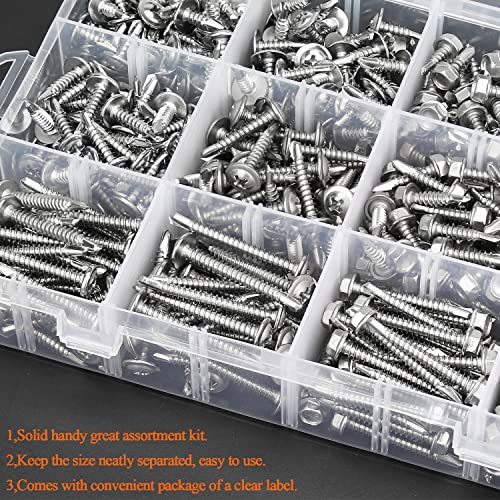 Kit de Tornillos Autoperforantes Hex Washer y Phillips 400 Piezas miniatura 6