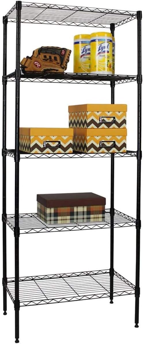Storage Metal Utility Shelves, 5-Tier 24 Steel Garage Storage Wire Shelving Unit,750Lbs Rust-Proof Storage Racks w/Leveling Feet, NSF Certification Shelf for Kitchen Office Garage