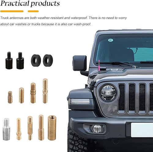 Vista 19 de BESULEN Antena corta para automóvil, antena de radio de aluminio de fibra de carbono de 4.7 pulgadas con bandera estadounidense para recepción