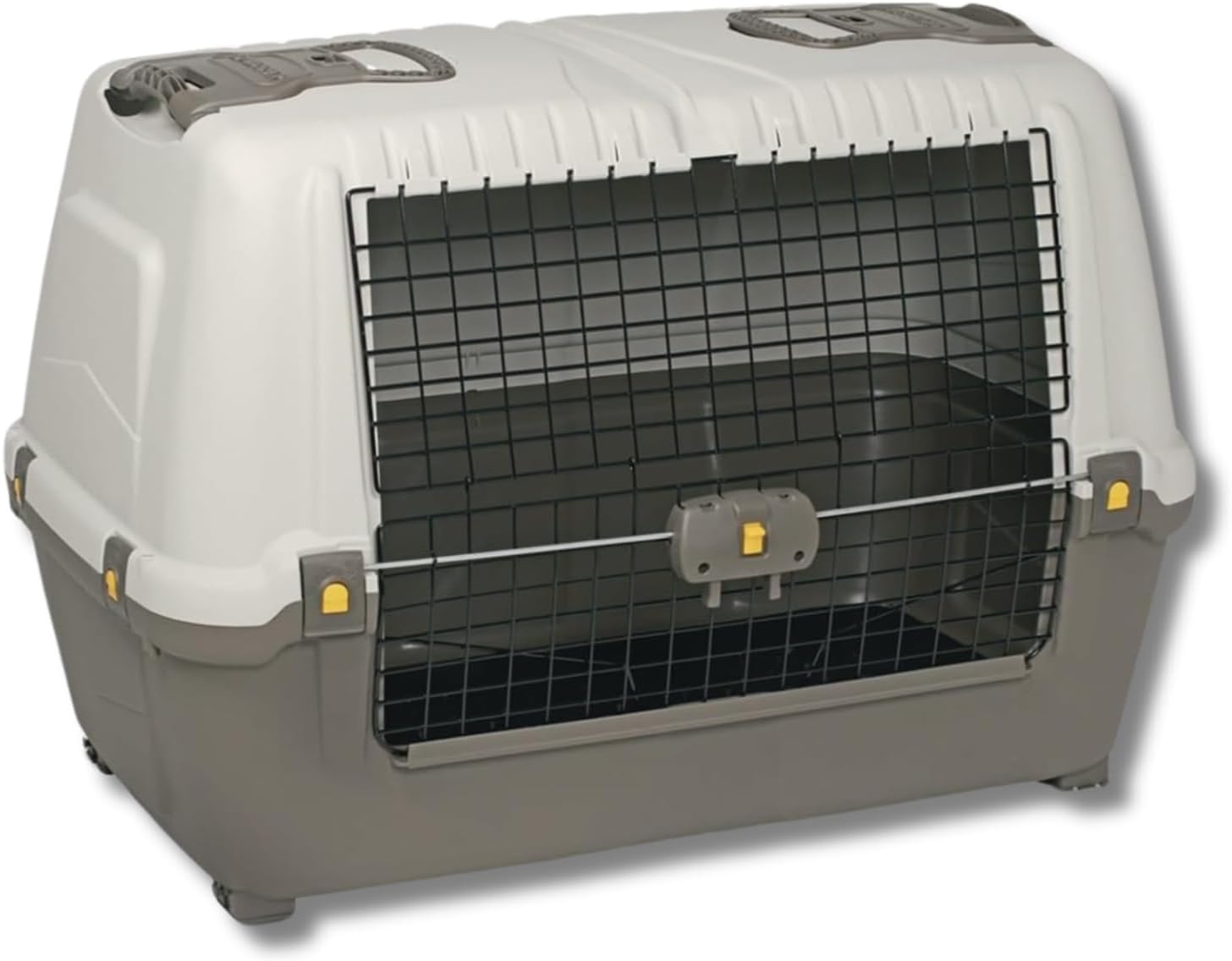 Pet’s Market Trasportino Skudo Car 80 Cane con 2 Rotoli di Sacchetti Igienici e 2 Ciotole Casuali in Omaggio Contenitore da Trasporto Auto in Plastica Porta Ferro Colore Grigio Scuro (80-77x43x51cm)