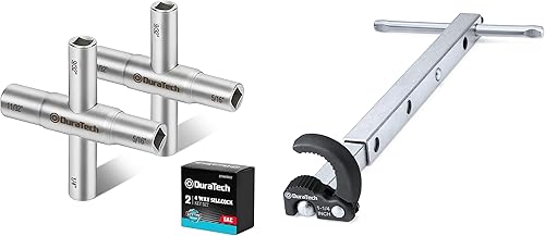 DURATECH Juego de llaves Sillcock de 4 vías y llave telescópica para lavabo