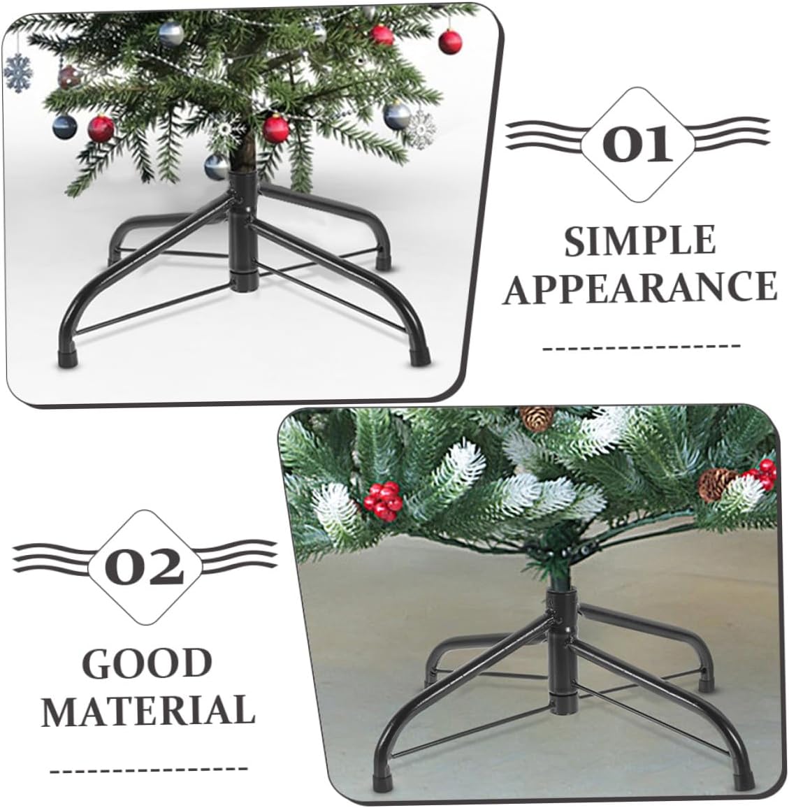 INOOMP 2pcs Christmas Tree Stand Iron Base 45cm Xmas Tree Support Holder Stable for Home Seasonal Décor
