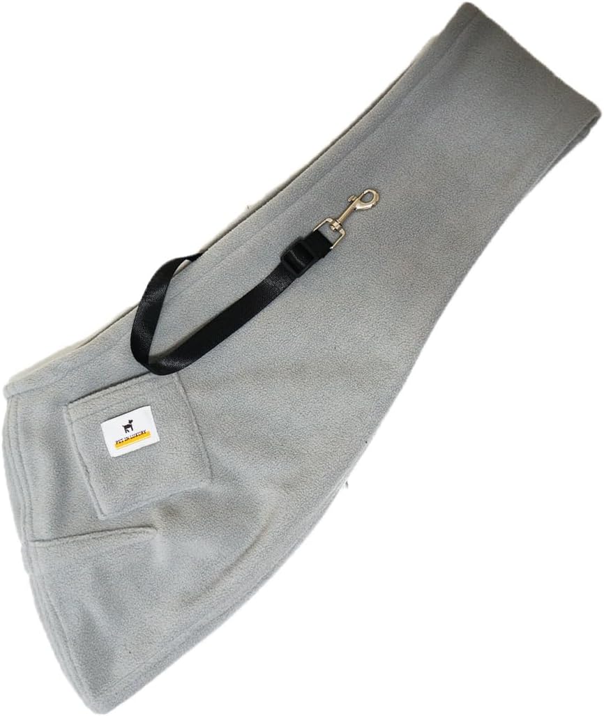 Grey Fleece Dog Sling Carrier for Dachshund & Small Dogs, Soft Hands-Free Puppy Sling for Small Dogs and Cats, Calming Pet Carrier (XS:Weight<2.5kg (Puppy or Tiny Toy Breeds))