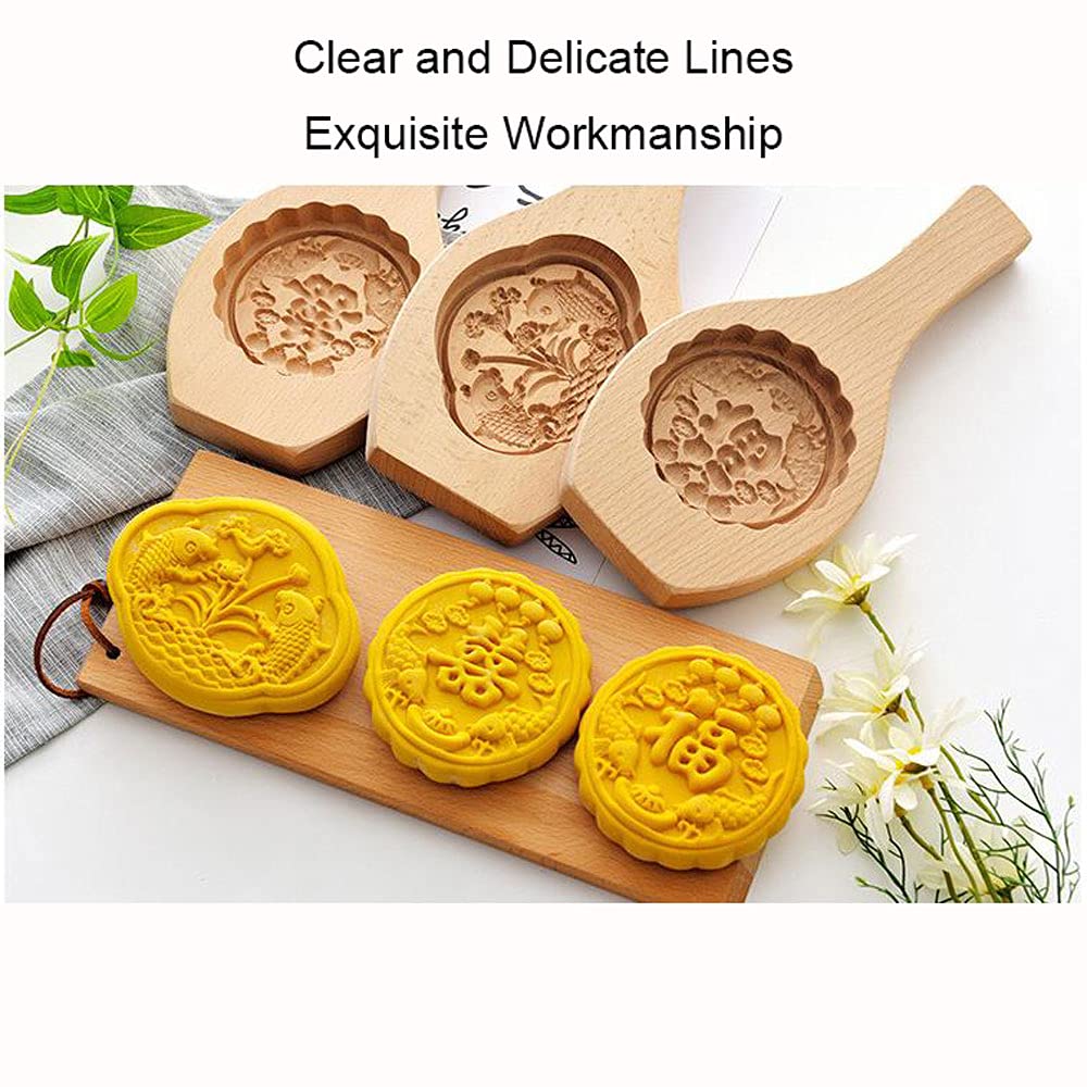 Mold Chinese Traditional Mid-autumn Festival Moon Cake 4 Flowers Wooden Handmade Baking Muffin Mooncake Cookie Biscuit Chocolate Pumpkin Pie