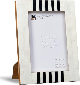 Handicrafts Home Resin inlay Black & White Picture Frame Modern Decor, 6x4