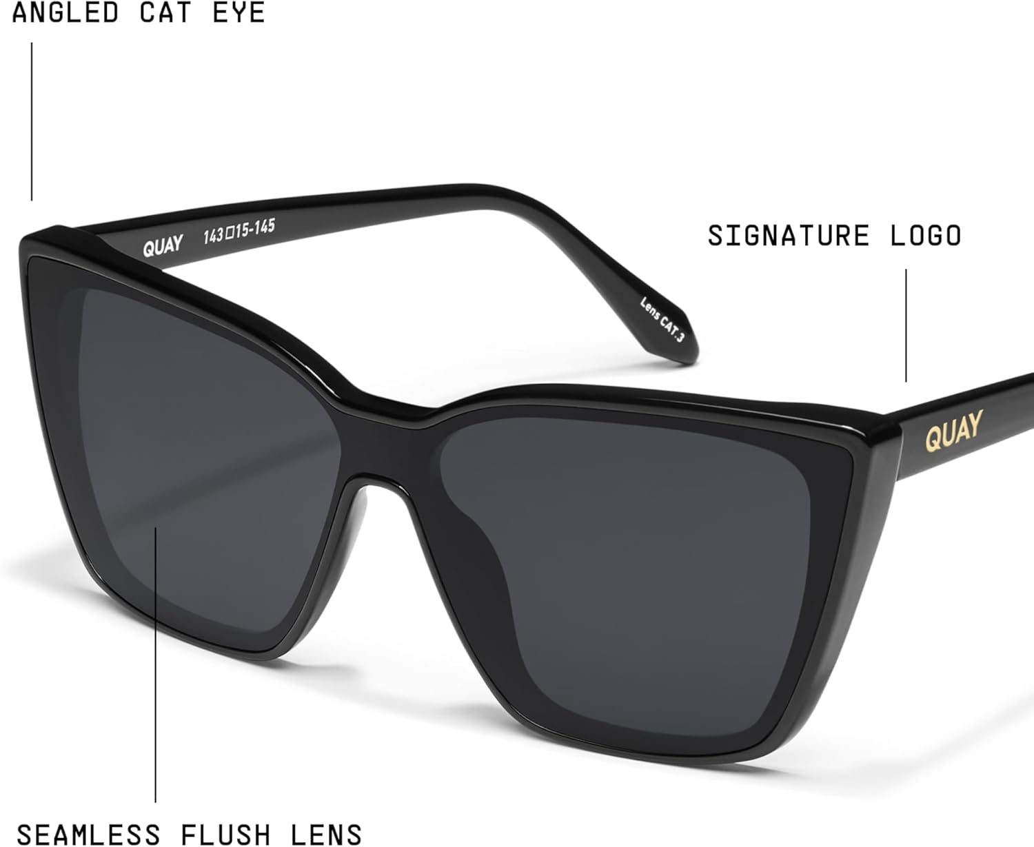 QUAY - Women's Sunglasses, Oversized Cat Eye Shades, UV Protected Lenses