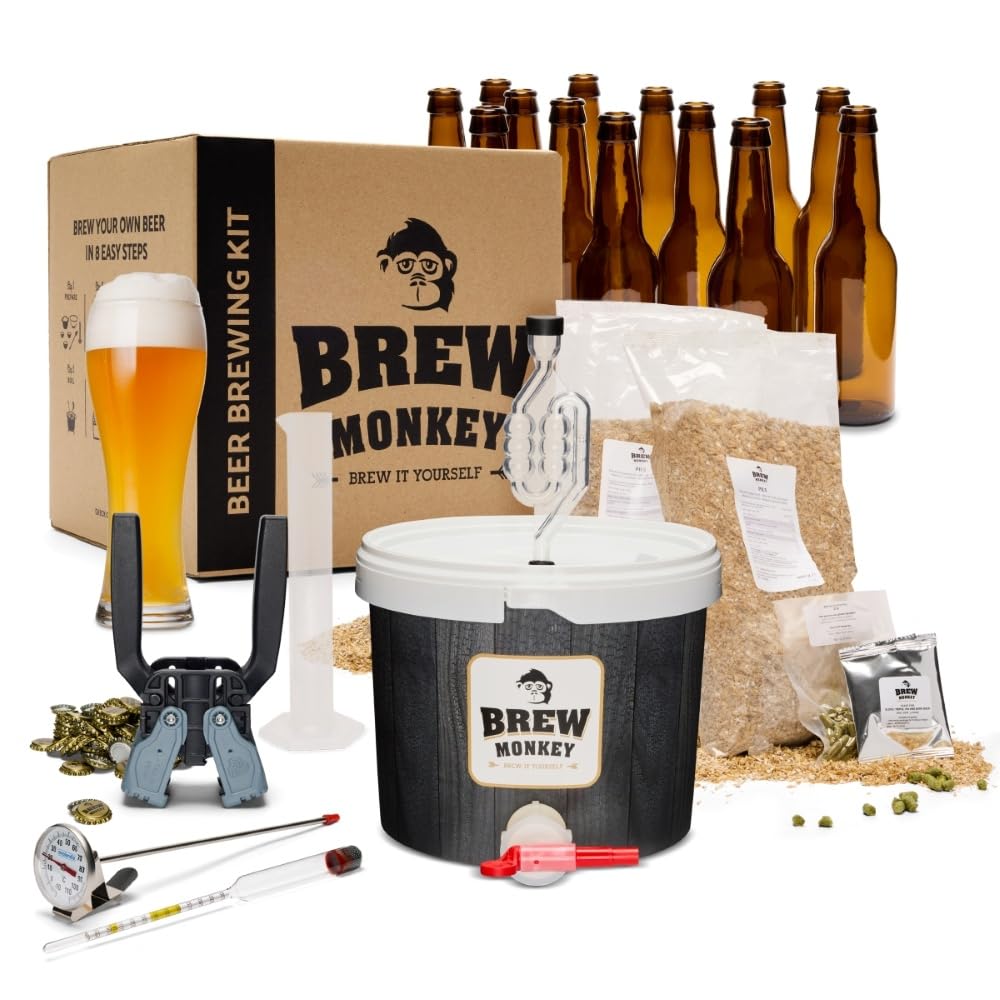 Brew Monkey® Kit Per Fare La Birra Weizen | Kit Luxe 5 L | 5,7% VOL. | Kit Per La Produzione Di Birra A Casa | Idee Regalo Uomo | Kit Birra | Regali Uomo Originali | Regalo Uomo Natale