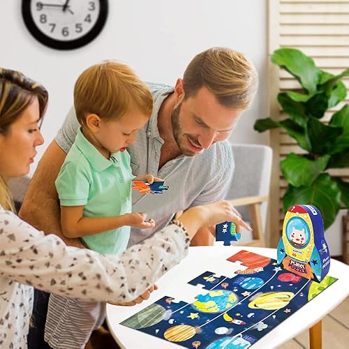 Miniatura 7 de Paper Master - Rompecabezas para niños de 4 a 8 años, rompecabezas del sistema solar de 24 piezas para niñas y niños, rompecabezas espaciales de