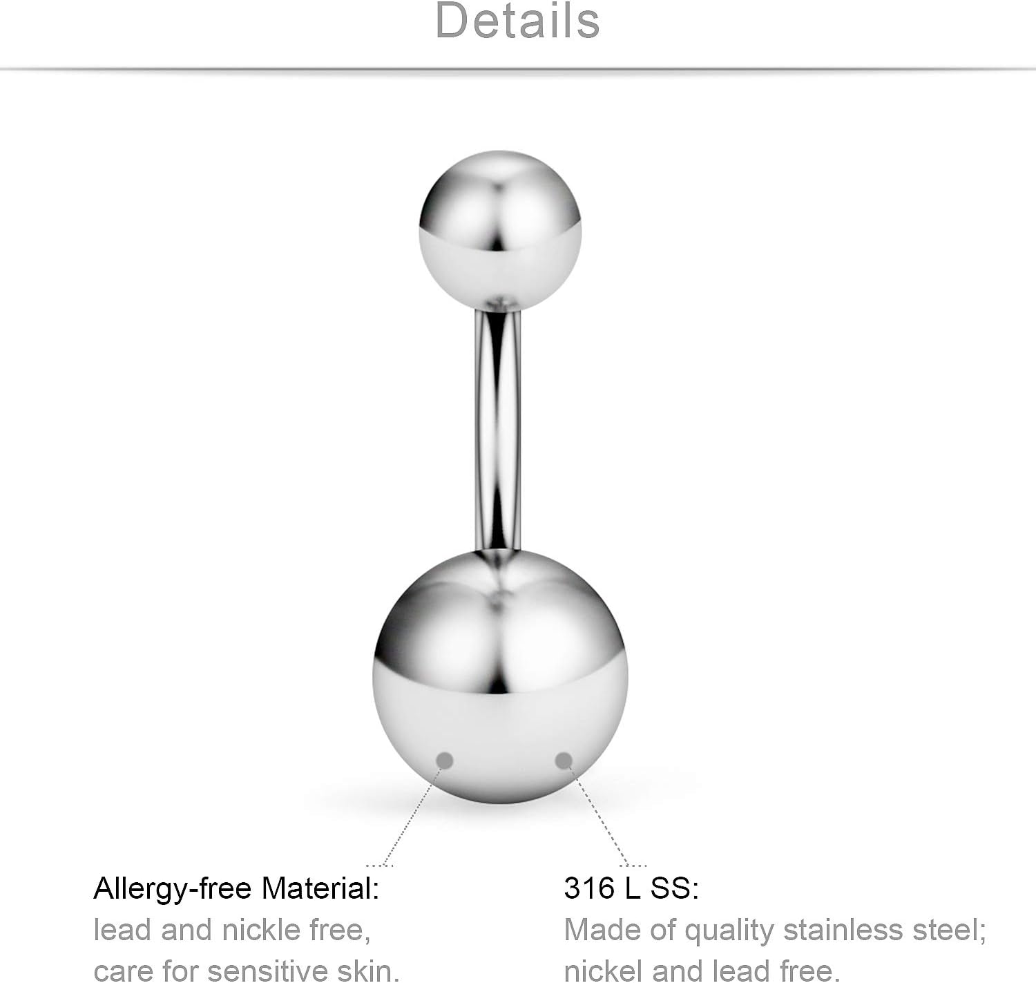 SCERRING 3-9PCS 16G 6mm 1/4 Inch 316L Surgical Steel Short Belly Button Rings Navel Belly Earring CZ Navel Ring Barbell Body Piercing - Image 2