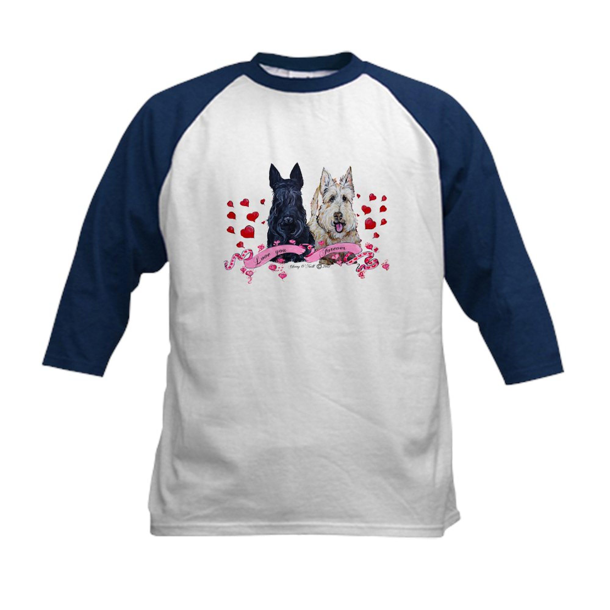 CafePress Scottie Valentine Baseball Jersey Kids Cotton Baseball Jersey, 3/4 Raglan Sleeve Shirt Navy/White