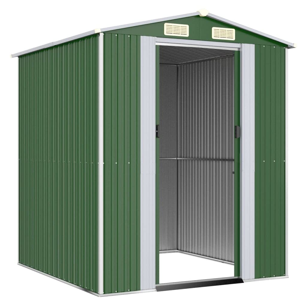 Geräteschuppen Gartenhaus Garten Schuppen Metallgerätehaus Wetterfester Gerätehaus Gartenschuppen für Fahrrad & Gartengeräte Grün 192x191x223 cm Verzinkter Stahl