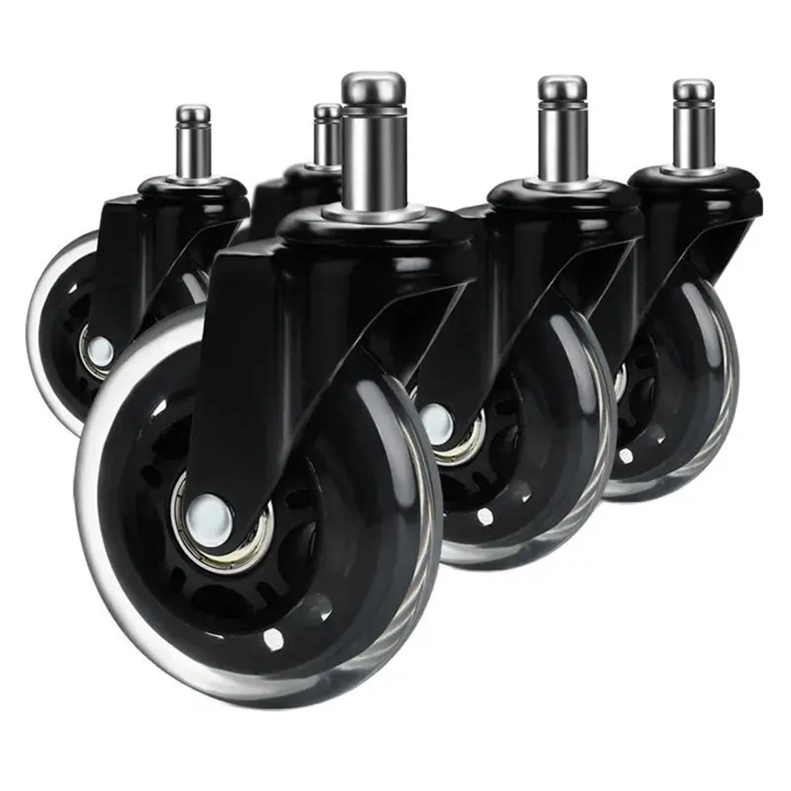 Caster Wheels, 5PCS Office Chair Caster Wheels 3 Inch Swivel Rubber Caster Wheels Replacement Soft Safe Rollers Furniture Hardware(10mm)