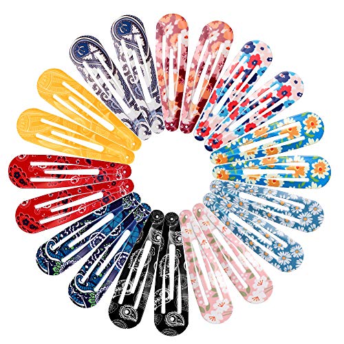 Large Hair Clips for Women Girls, Funtopia 40 Pcs 7cm / 2.8 Inch Big Metal Hair Clip Snap Barrettes Hairpins for Thick Hair (Paisley and Floral Print)